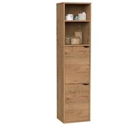 Muebles Pitarch | Colonne de salle de bain murale avec fixations incluses, armoire de salle de bain avec 4 étagères, 2 portes, Chêne Gold, 150x36,5x30cm deur), meuble auxiliaire, Moderne, Nadia