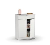 Muebles Pitarch | Meuble à chaussures d'entrée avec tiroir et 4 étagères réglables, Blanc brillant, pour 20 paires de chaussures, 101x75x36cm, modèle Berlin