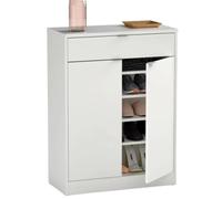 Muebles Pitarch | Meuble à chaussures d'entrée avec tiroir et 4 étagères réglables, Blanc brillant, pour 20 paires de chaussures, 101x75x36cm, modèle Berlin