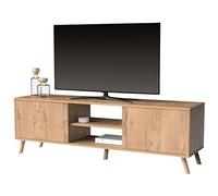 Muebles Pitarch | Meuble TV avec Pieds 2 Portes et Étagère, Meuble de Télévision Industriel, Chêne Gold, 55x160x40cm, Module de Salon, Moderne, modèle Oslo