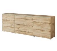 Muebles Slavic Buffet pour salon Vera 181, meuble TV, 2 portes, 2 tiroirs, éclairage LED en option, armoire de rangement, (LED, Wotan)