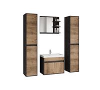 Muebles Slavic Meuble de salle de bain, CYPRE, armoire, miroir, lavabo, meuble de rangement de salle de bain, ferniture moderne (kastanien breslau)