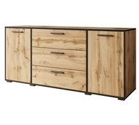 Muebles Slavic Meuble de Salon TV Moderne Bogota - Buffet 150 cm Wotan/Blanc Brillant