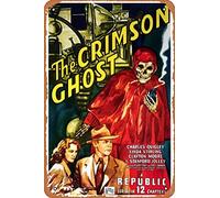 Muecddoa Affiche de film classique en métal The Crimson Ghost (1946) Décoration murale en étain - 20,3 x 30,5 cm