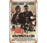 Muecddoa Affiche de film classique en métal The Delta Force (1986) Décoration murale en étain 20,3 x 30,5 cm