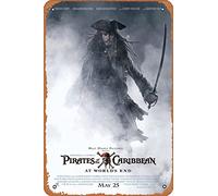 Muecddoa Affiche de film en métal classique Pirates des Caraïbes : At World's End (2007) Décoration murale en étain 20,3 x 30,5 cm