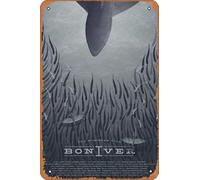 Muecddoa Affiche musicale rétro en étain avec inscription « BON IVER For Emma, Forever Ago 2012 » pour cinéma, maison, bar, pub, garage, décoration murale, cadeau, 20,3 x 30,5 cm, plaque en métal