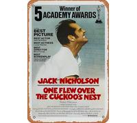 Muecddoa Affiche musicale rétro en étain « One Flew Over the Cuckoo's Nest » - Poster vintage classique des années 70 pour cinéma, maison, bar, pub, garage, décoration murale - Cadeau artistique