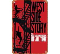 Muecddoa Affiche musicale rétro en étain West Side Story - Affiche de théâtre musical pour cinéma, maison, bar, pub, garage, décoration murale - Cadeau artistique - 20,3 x 30,5 cm - Plaque en métal