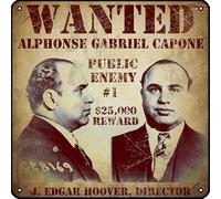 Muecddoa Al Capone Wanted Plaque en métal vintage 30,5 x 30,5 cm Décoration murale rétro Cadeau pour amis