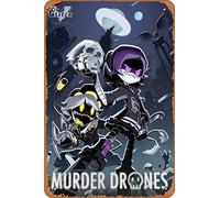 Muecddoa Plaque en métal rétro Murder Drones (série télévisée 2021-) pour jardin, club, extérieur, intérieur, décoration murale, affiche en métal vintage, 20,3 x 30,5 cm