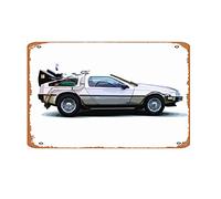 Muecddoa Plaque en métal vintage Delorean Time Machine From Back To The Future Illustration musicale Bar Pub Café Mural Cuisine Salle de Bain Karaoké Rétro Décor Art 20,3 x 30,5 cm