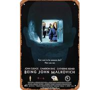 Muecddoa Poster musical rétro en étain « Being John Malkovich » - Poster vintage classique des années 90 pour maison, bar, pub, garage, décoration murale, cadeau, 20,3 x 30,5 cm, plaque en métal