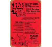 Muecddoa Poster musical rétro en étain GLASTONBURY FESTIVAL 1970 pour cinéma, maison, bar, pub, garage, décoration murale, cadeau, 20,3 x 30,5 cm, plaque en métal vintage