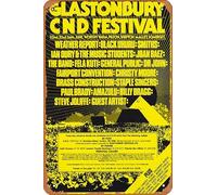 Muecddoa Poster musical rétro en étain GLASTONBURY FESTIVAL 1984 pour cinéma, maison, bar, pub, garage, décoration murale, cadeau, 20,3 x 30,5 cm, plaque en métal vintage