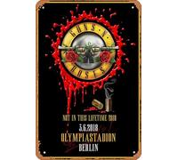Muecddoa Poster musical rétro en étain Guns N Roses Not In This Lifetime 2018 World Tour pour cinéma, maison, bar, pub, garage, décoration murale, cadeau, 20,3 x 30,5 cm, plaque en métal vintage.
