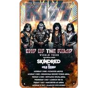Muecddoa Poster musical rétro en étain KISS End Of The Road World 2023 Tour - Affiche de tournée du Royaume-Uni pour cinéma, maison, bar, pub, garage, décoration murale, cadeau, art, 20,3 x 30,5 cm