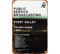 Muecddoa Poster musical rétro en étain Public Service Broadcasting Every Valley - Poster imprimé pour cinéma, maison, bar, pub, garage, décoration murale, cadeau, art, 20,3 x 30,5 cm, plaque en métal