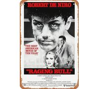 Muecddoa Poster musical rétro en étain Raging Bull (Robert De Niro) - Affiche de film vintage classique des années 80 pour cinéma, maison, bar, pub, garage, décoration murale, cadeau, art, 20,3 x 30,5