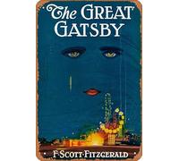 Muecddoa Poster musical rétro en étain The Great Gatsby - Couverture du livre - F. Scott Fitzgerald - Affiche pour cinéma, maison, bar, pub, garage, décoration murale, cadeau, 20,3 x 30,5 cm, plaque