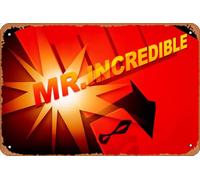 Muecddoa Poster musical rétro en étain The Incredibles - Mr Incedible - Poster classique vintage des années 00 pour cinéma, maison, bar, pub, garage, décoration murale, cadeau, art, 20,3 x 30,5 cm