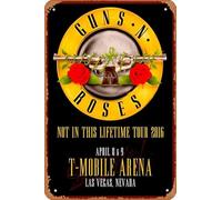 Muecddoa Poster musical rétro Guns N Roses T-Mobile Arena Las Vegas - 8/9 avril 2016 - Affiche imprimée pour cinéma, maison, bar, pub, garage, décoration murale, cadeau, art, 20,3 x 30,5 cm, plaque en