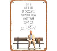Muecddoa Poster vintage en métal - Plaque en étain de films de culture pop Tom Hanks Forrest 30,5 x 20,3 cm pour décoration murale de bar, café, garage, grotte d'homme