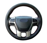 MUEdie pour Ford Ranger 2016 2017 2018 2019 Everest 2016 2017 2018 2019 Couvre Volant De Voiture Antidérapant Noir en Cuir Véritable