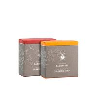 MÜHLE Lot de 2 savons à raser pour tous les types de peau - Doux, fruité, végétalien - 2 x 65 g - Argousier et bois de santal