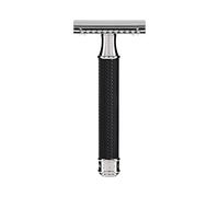 MÜHLE Rasoir traditionnel avec peigne fermé - Manche en résine précieuse noire et accents métalliques chromés