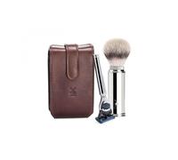 Mühle Rt2f Trousse De Rasage De Voyage Muhle « Travel », 3 Pièces, Man. Du Rasoir & Mont. Du Blaireau Formant Étui Métal Chromé