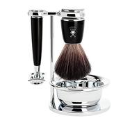 Mühle Rytmo Noir 4 Pièces Noir Fibre/Rasoir de Sécurité Rasage Ensemble Lames non Incluses (S21m226ssr)