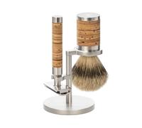 Mühle s091m95 Set de rasage Rocca, 3 pièces, manche du rasoir et monture du blaireau monture écorce de bouleau