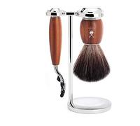 Mühle s21h331m3 Set de rasage MUHLE « VIVO », 3 pièces, manche du rasoir et monture du blaireau prunier,