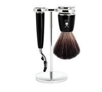 Mühle s21m226m3 Set de rasage MUHLE « RYTMO », 3 pièces, manche du rasoir et monture du blaireau résine noir