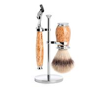 Mühle s31h55f Set de rasage MUHLE PURIST, 3 pièces, manche du rasoir et monture du blaireau bouleau madré