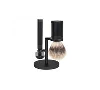 Mühle S31m96jet Set De Rasage « Rocca », 3 Pièces, Manche Du Rasoir Et Monture Du Blaireau Monture Inox Revêtement Dlc Noir