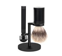 Mühle s31m96jet Set de rasage « ROCCA », 3 pièces, manche du rasoir et monture du blaireau monture inox revêtement DLC noir