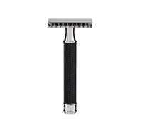 MÜHLE TRADITIONAL Rasoir de sécurité traditionnel - Rasoir de sécurité avec peigne ouvert - Manche noir - Métal chromé