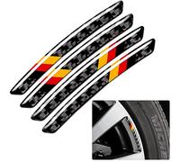MUEKZRU Lot de 4 emblèmes 3D tricolore pour tous les modèles, autocollants universels en fibre de carbone (version A)