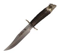 MUELA lame de 160 mm, manche en bois de cerf, garde en laiton et capuchon tête de buffle BUFFALO-16B