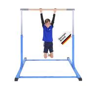 Müller & Blum Barre de Gymnastique Premium pour Enfants, Appareil de Gymnastique réglable en Hauteur pour intérieur & extérieur, capacité de Charge 200 kg, optionnel avec Tapis (Bleu)