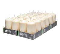 Müller Bougies Pilier - 24 Pièces - Ivoire - 48 x 90 mm - Longue Durée de Combustion: 20 Heures - Cire Non Parfumées, Sans Gouttes - Qualité RAL