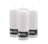 Müller Kerzen Bougies à colonne cylindriques - 200 x 78 mm Longue durée : environ 80 heures Cire anti-goutte - sans odeur - Qualité RAL- blanc - 4 pièces