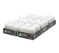 Müller Kerzen - Lot de 24 Bougies Piliers Blanches - Ø 48 x 62 mm - 10 Heures Longue Durée - Cire Sans Parfum, Anti-Goutte, Non Toxique - Bougie Décorative Pour la Maison, Mariage - Qualité RAL