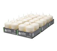 Müller Kerzen - Lot de 24 Bougies Piliers Ivoire - Ø 48 x 62 mm - 10 Heures Longue Durée - Cire Non Parfumées, Ne Coulent Pas, Sans Fumée - Bougie Deco Pour la Maison, Mariage - Qualité RAL