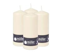 Müller Bougies Pilier- 78x200 mm - Couleur Ivoire - Durée 80H - Lot de 4 (1x4) - Élégantes pour Décoration, Fêtes, Mariage, Ambiance Intérieure.