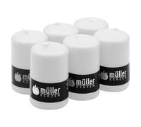 Müller Kerzen - Lot de 6 Bougies Piliers Blanches - Ø 68 x 110 mm - 35 Heures Longue Durée - Cire Sans Parfum, Anti-Goutte, Non Toxique - Bougie Décorative Pour la Maison, Mariage - Qualité RAL