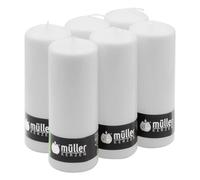 Müller Bougies Piliers - 68 x 180 mm - Blanche - 6 Pièces - Combustion : 60 Heures - Sans Parfum, Anti-gouttes, Sans Odeur - RAL