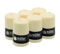 Müller Kerzen - Lot de 6 Bougies Piliers Ivoire - Ø 68 x 110 mm - 35 Heures Longue Durée - Cire Non Parfumées, Ne Coulent Pas, Sans Fumée - Bougie Deco Pour la Maison, Mariage - Qualité RAL